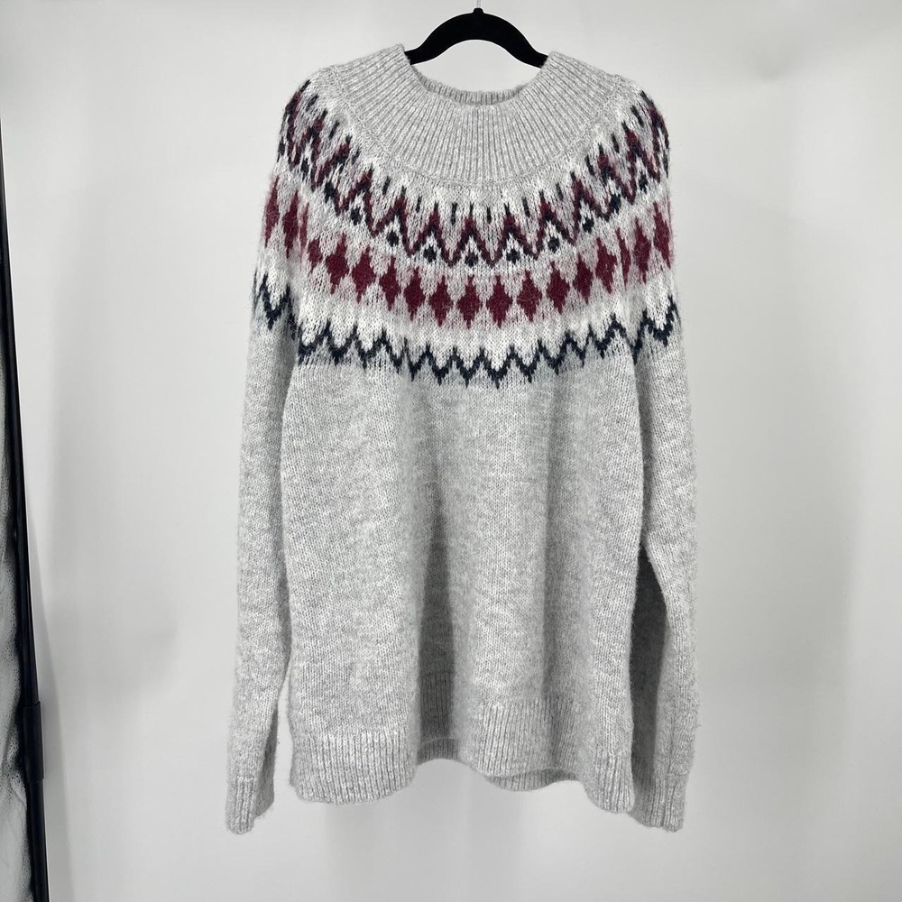 Banana Republic Women's Fair Isle Knit Sweater Wool Blend L Oversized Cozy Fall